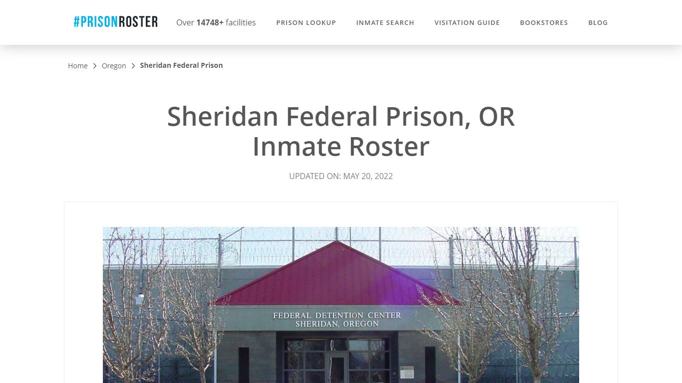 Sheridan Federal Prison, OR Inmate Roster - Prisonroster